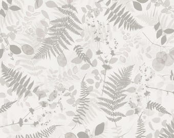 Naturescape- Paprocie w kolorze jasnoszarym: sprzedawane na 1/2 jarda.