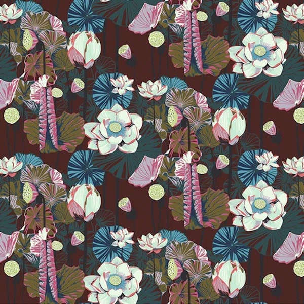 One Mile Radiant- Garnet Lotus- Anna Maria: Sold By The 1/2 Yard- Cut Continuously