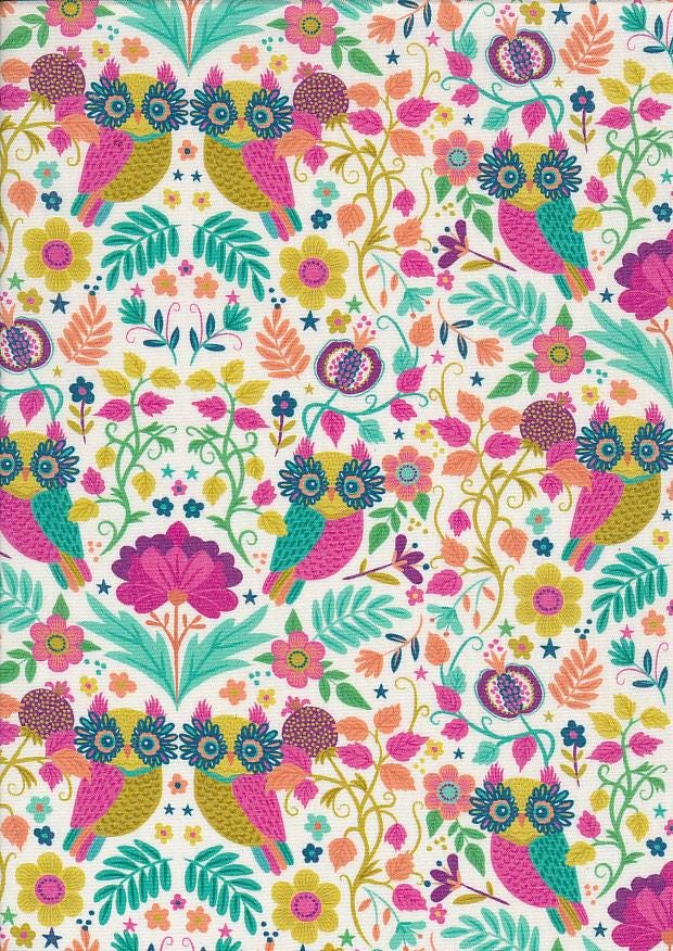 Living Wild- White Owl Damask: Sold by the 1/2 yard