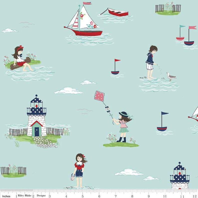 Seaside Tasha Noel for Riley Blake Aqua Main