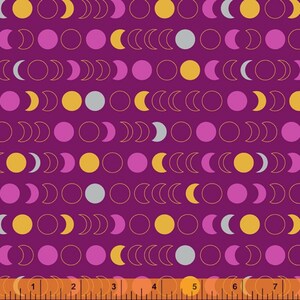 Orbit- Moon Phases Purple- Metallic: Sold by the 1/2 Yard - Cut Continuously