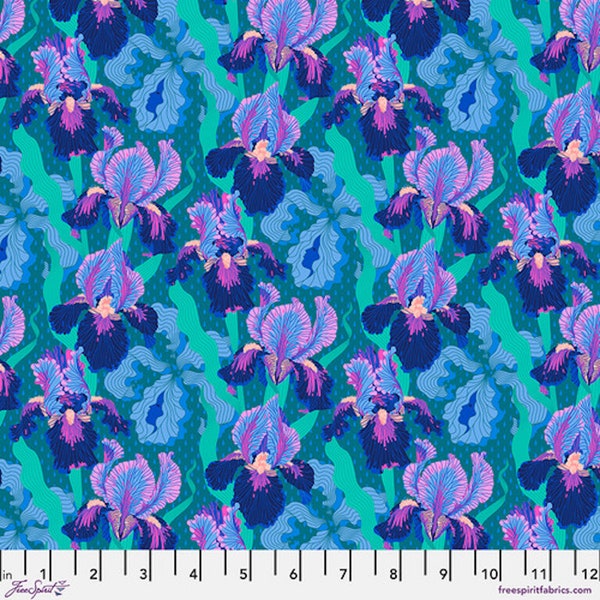 Mythical- Deep Blue Small Mythical Iris: Sold by the 1/2 yard.