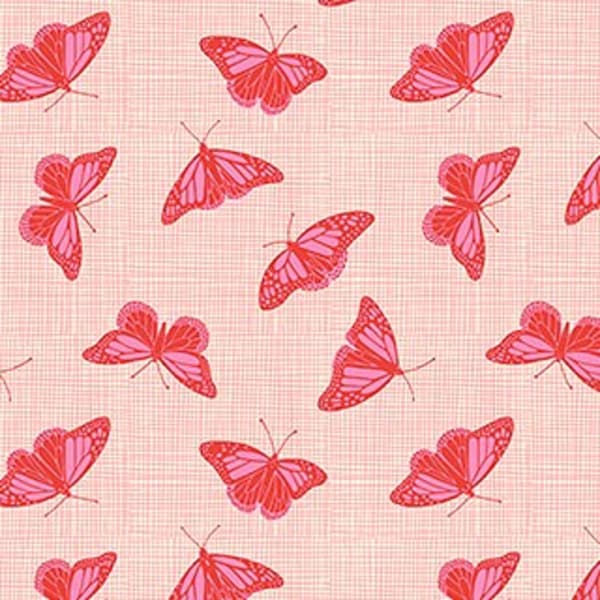 Glasshouse - Butterflies - Orange, by Emily Taylor For FIGO * Shipping Overages will be REFUNDED*