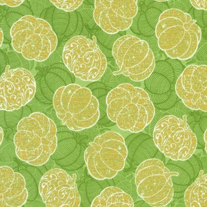 Süße Pumpkin Gewürz- Basil Kürbisse mit Metallic : Verkauf per 1/2 Meter.