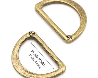 D Ring Flat 1&quot; Antique Brass: 2Pcs