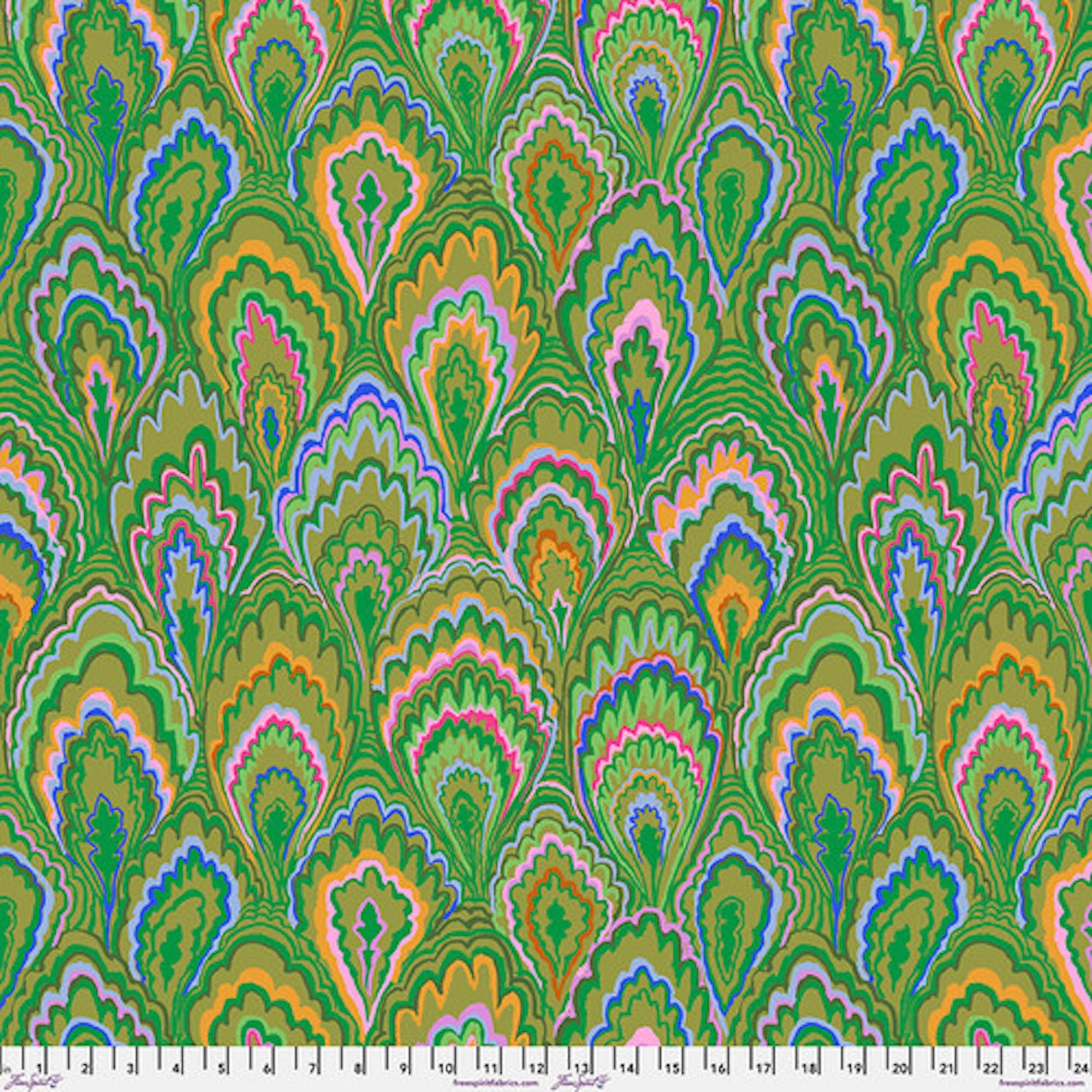 定価70,400円【ラキネス】春夏コットンヘンプオーバーサイズサファリジャケット Kaffe Fassett Collective February 2025- Green Marble Scallops