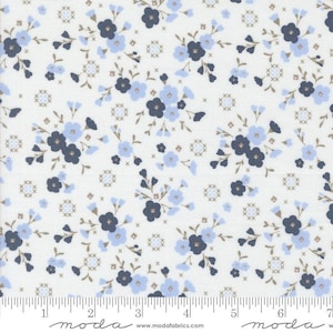 Sun Drenched- Cloud Indigo Stitched Lullaby: Sold By The 1/2 Yard