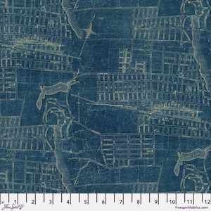 Tim Holtz Palettenprogramm - Blaue Landkarte: Verkauf per 1/2 Yard
