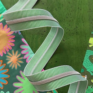 Green Stripe Zipper Tape With Nickel Teeth