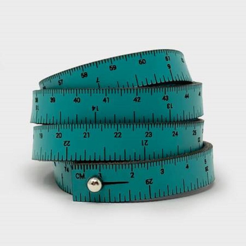 leather wrist ruler wrap bracelet 30 teal made etsy