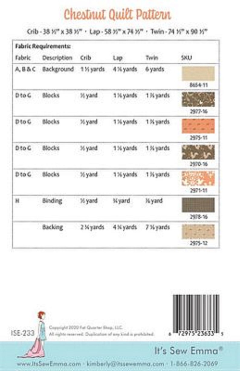 Chestnut Quilt Pattern - Etsy