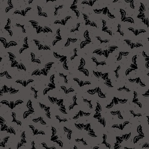 Goth Gardens- Gray Flying Bats: Sold by the 1/2 yard