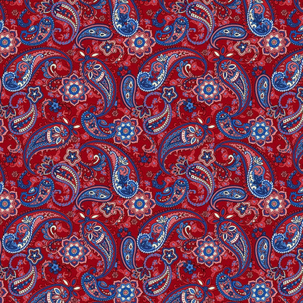 Liberty Hill- Red Paisley: Sold by the 1/2 Yard