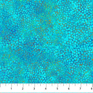 Shimmer Enigma- Dark Turquoise Pebbles with Metallic: Sold by the 1/2 yard