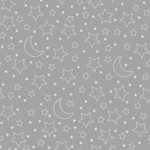 Moonlit Dreams- Gray Stars and Moons MINKY: Sold by the 1/2 yard