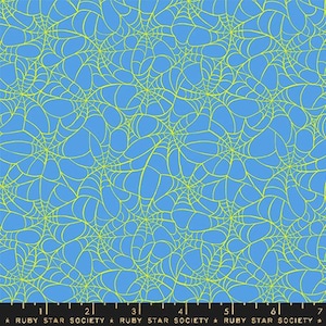 Glow Garden- Lindley Blue Tangled Web: Sold by the 1/2 yard
