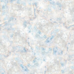 May include: Abstract pattern featuring a seamless design with a blend of white, light blue, and gray hues. The design incorporates organic shapes and subtle veining, creating a marbled effect. The overall aesthetic is soft and ethereal.