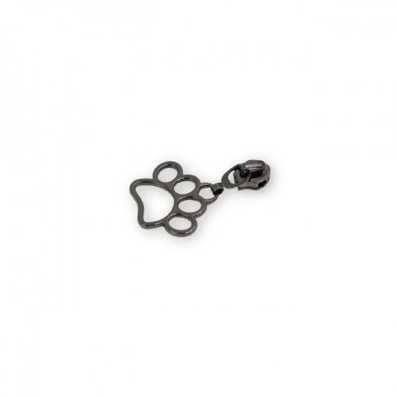 Four #5 Paw Print Zipper Pulls Gunmetal Four #5 Paw Print Zipper Pulls Gunmetal