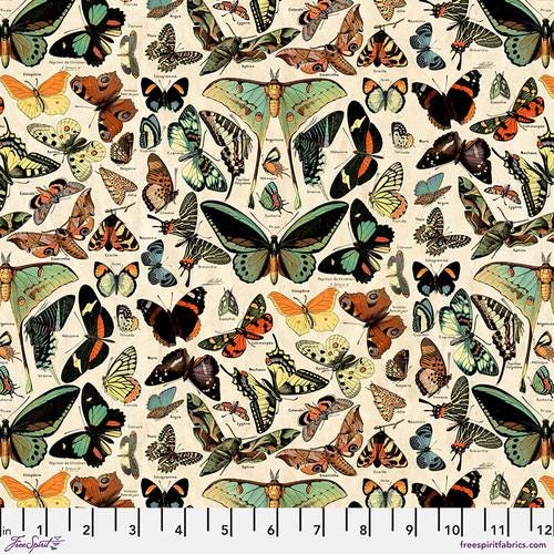 Tim Holtz Palette Program- Teal Butterflies: Sold by the 1/2 yard