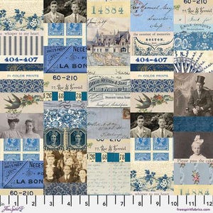 Tim Holtz Palette Program- Indigo Collage: Sold by the 1/2 yard