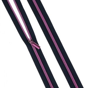 さおり様 size105 Black #5 Nylon Tula Pink Coil Zipper 3yds and 9 Pulls