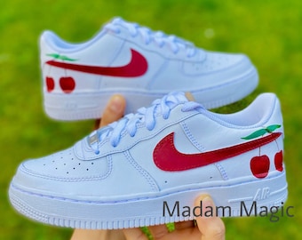Hand Painted Custom Air Force 1 Low Cherry AF1 Customized Made to Order Woman Man Sneakers Scarpe fatte a mano