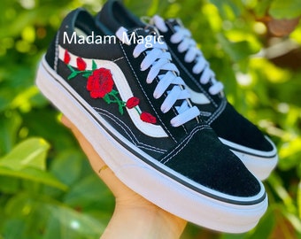 black vans with roses