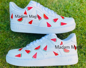 Hand Painted Custom Air Force 1 Low Watermelon Fruit AF1 Customized Made to Order Woman Man Sneakers Handmade Shoes