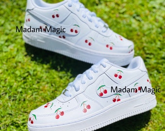 Hand Painted Custom Air Force 1 Low Cherry AF1 Customized Made to Order Woman Man Sneakers Scarpe fatte a mano