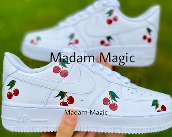 Hand Painted Custom Air Force 1 Low Cherry AF1 Customized Made to Order Woman Man Sneakers Scarpe fatte a mano