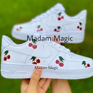 Hand Painted Custom Air Force 1 Low Cherry AF1 Customized Made to Order Woman Man Sneakers Handmade Shoes