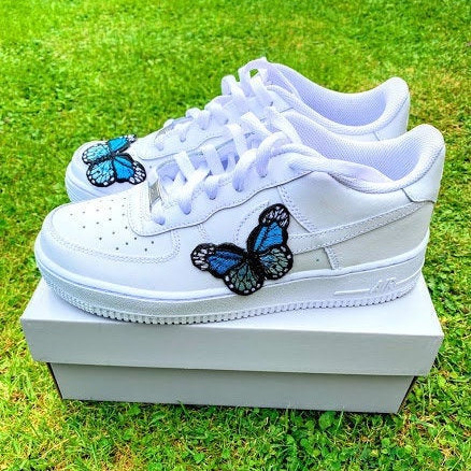 Custom Nike Air Force 1 Low Embroidered Blue Butterfly Air | Etsy