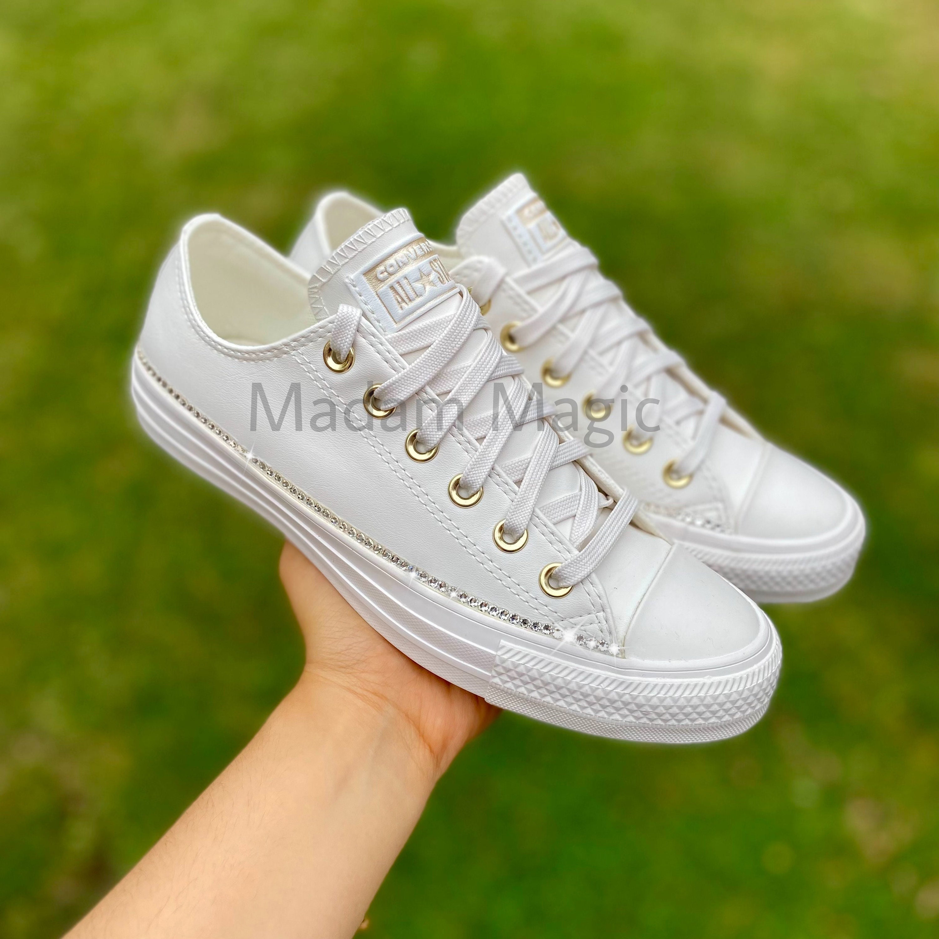 Custom Swarovski Converse Chuck Taylor All Star Mono White - Etsy