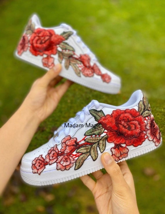 nike air force 1 low with rose floral embroidered