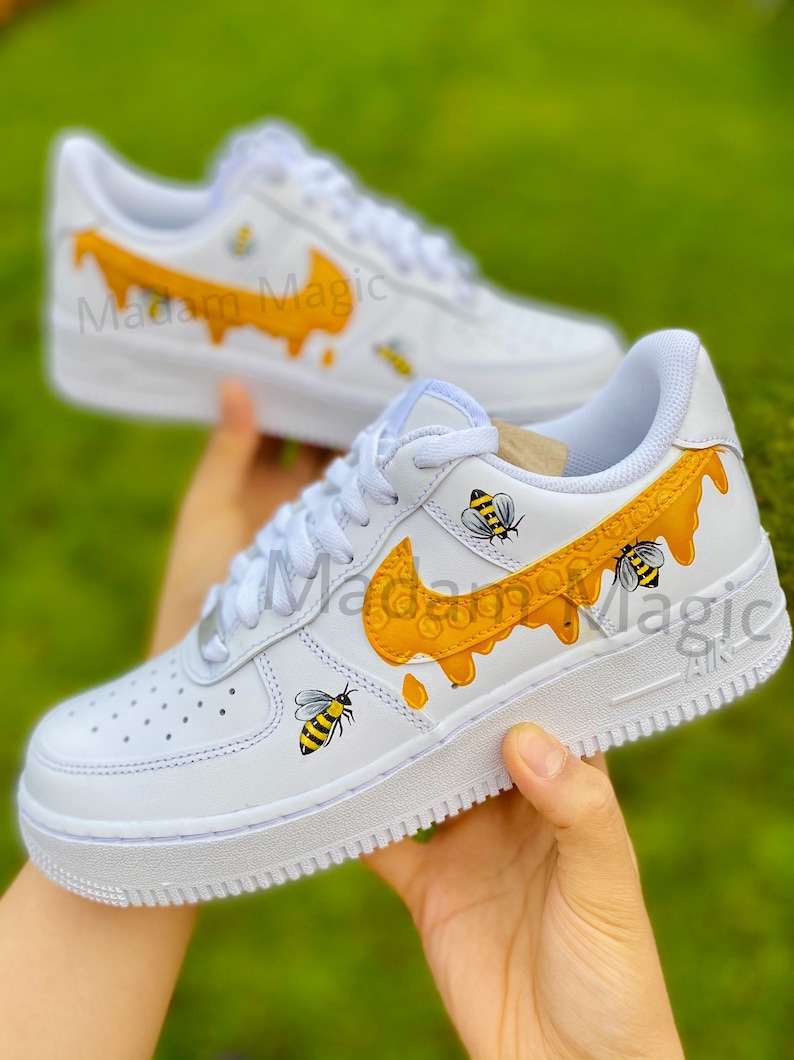 Hand Painted Custom Nike Air Force 1 Low Bee Honey Honeycomb - Etsy