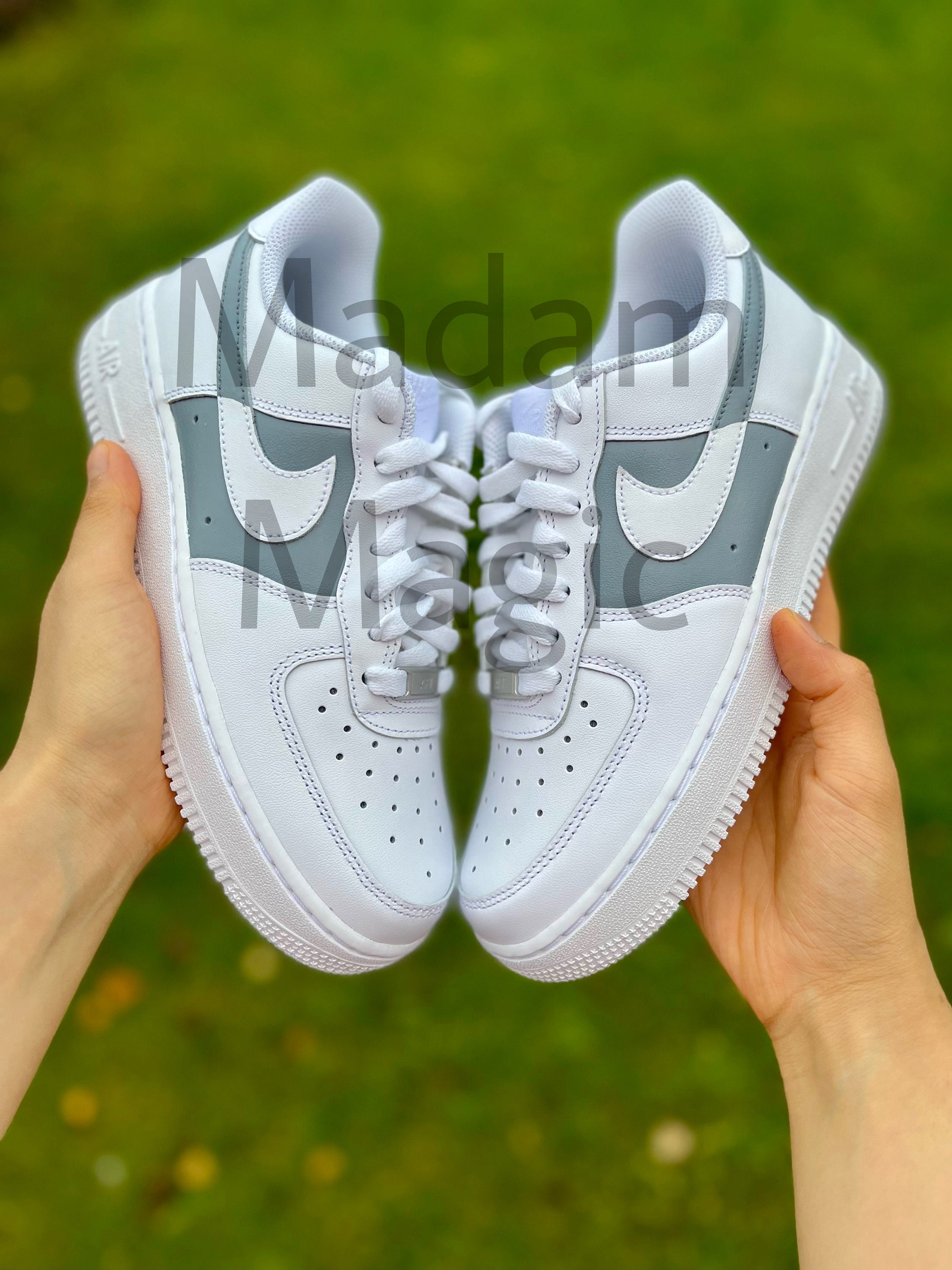 Hand Painted Custom Air Force 1 Low Grey Color Block AF1 - Etsy UK