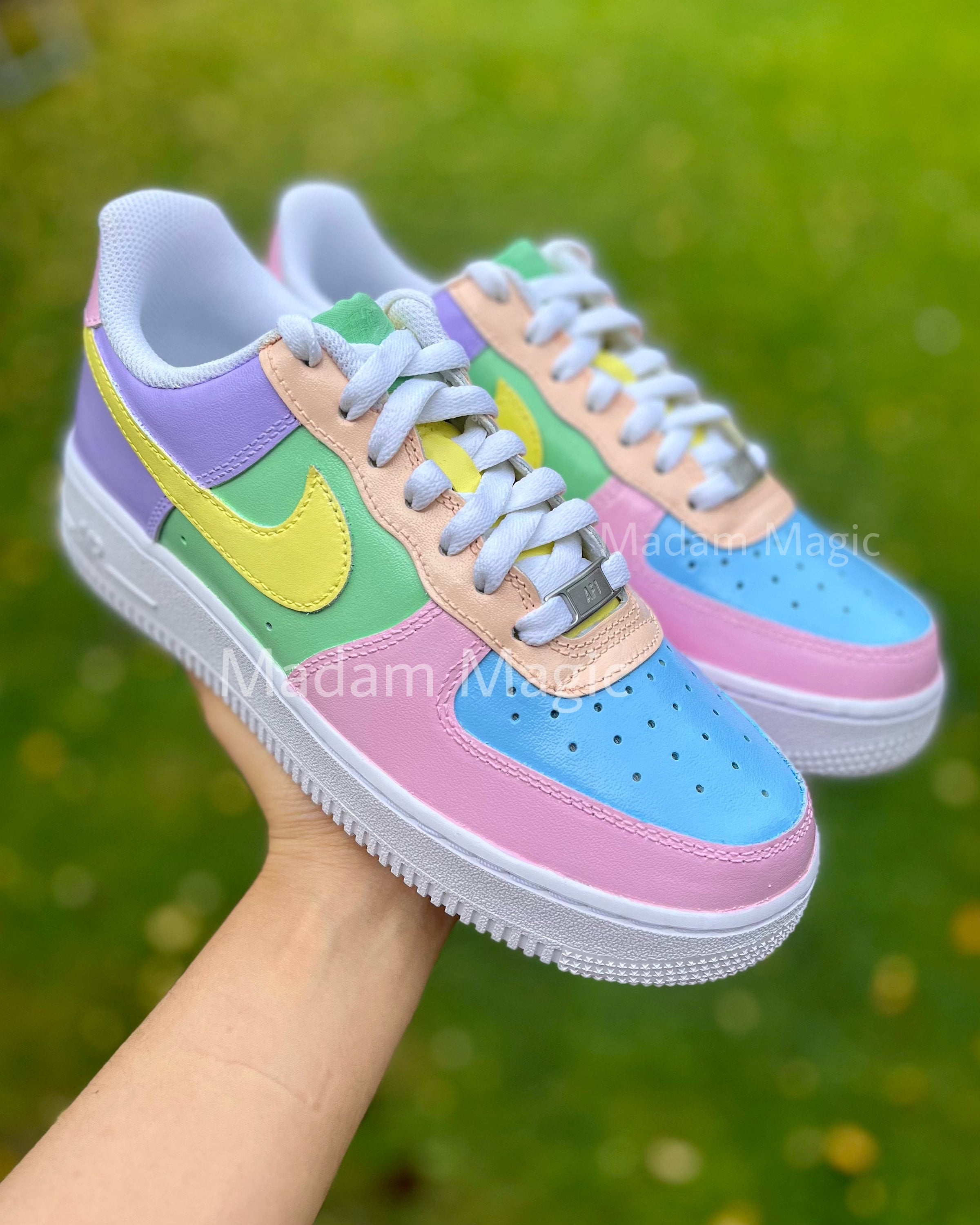 Air Force 1 Custom Low Pastel Multi Color Shoes Green Teal Red Yellow Pink Purple All Sizes Af1 Sneakers 14 Mens (15.5 Women's)