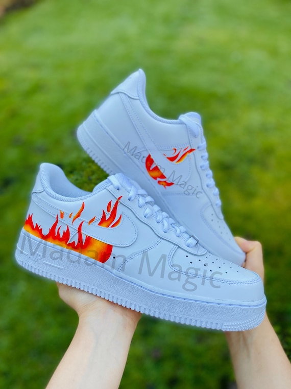 Hand Painted Custom Air Force 1 Low Fire Flame AF1 Customized 