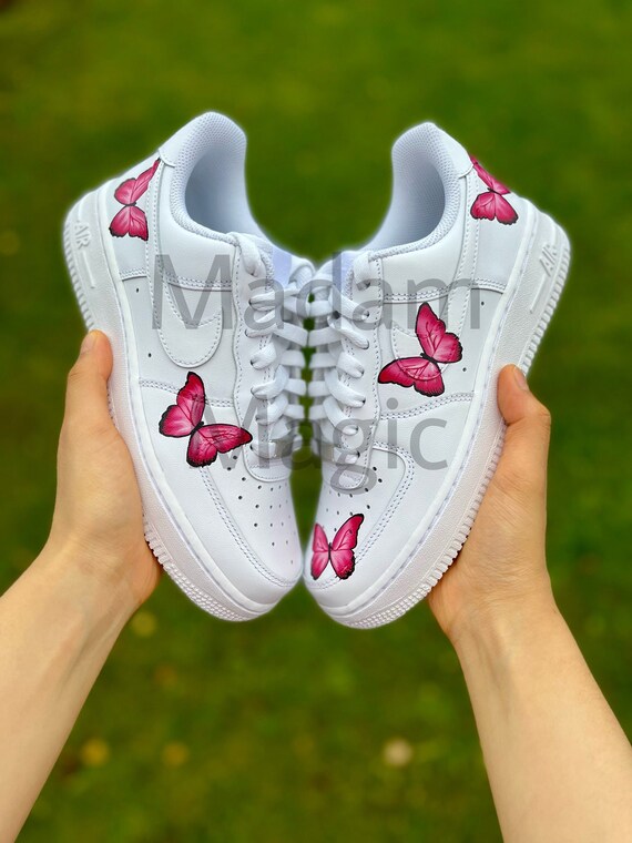 NEW Pink Butterfly Custom Air Force 1 Sneakers