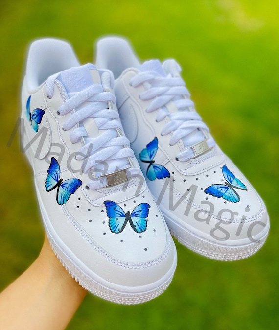 custom nike air force 1 blue butterfly