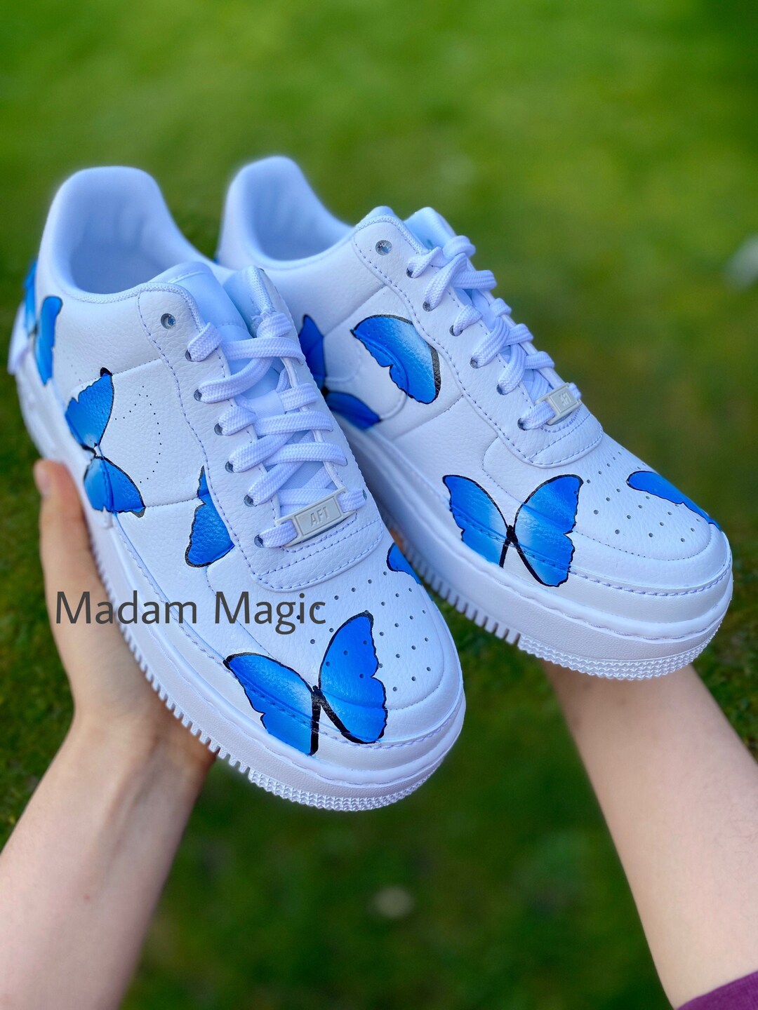 Pintado a mano Custom Air Force 1 Low Blue Butterfly AF1 Etsy España