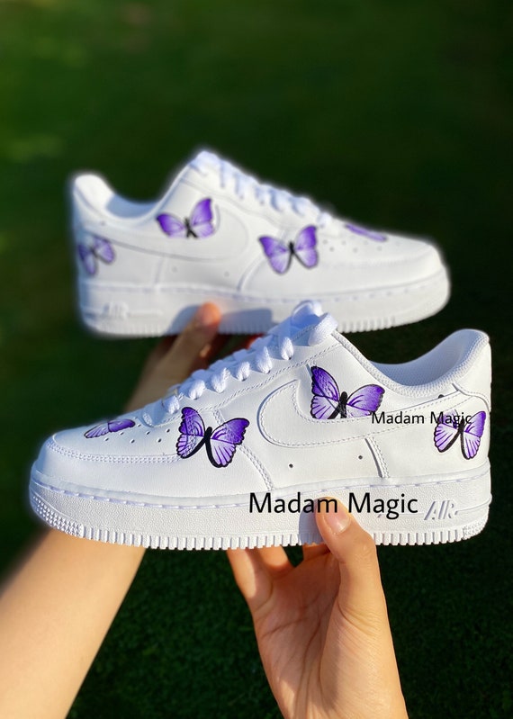 Nike Air Force 1 Purple Lilac Monarch Butterfly Custom Shoes Men Women Kids