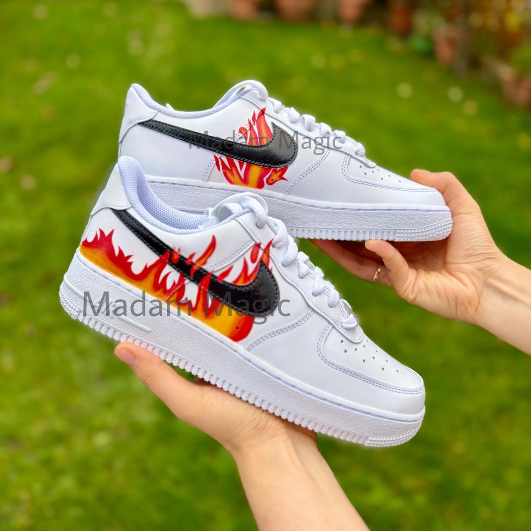 Hand Painted Custom Air Force Low Fire Flame AF1 Customized Made