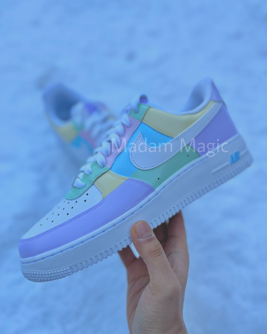 Custom Af1 Color Hand Painted Custom Air Force 1 Low Multicolor Pastel Color Block AF1 ...
