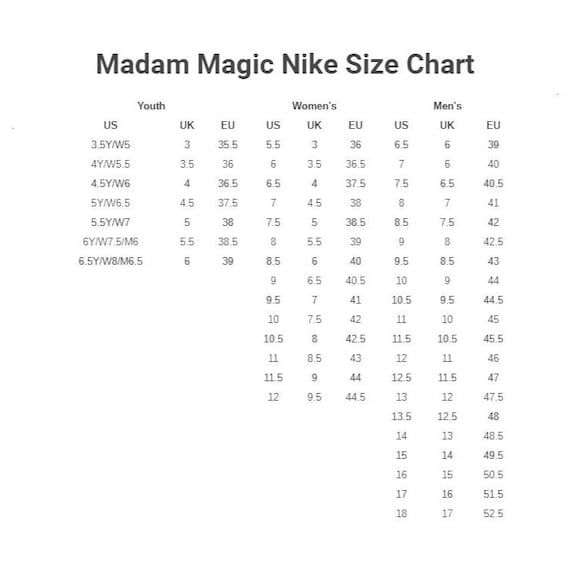 Size Chart Nike Air Force 43 Size Size Guide Nike Shoe Size Chart