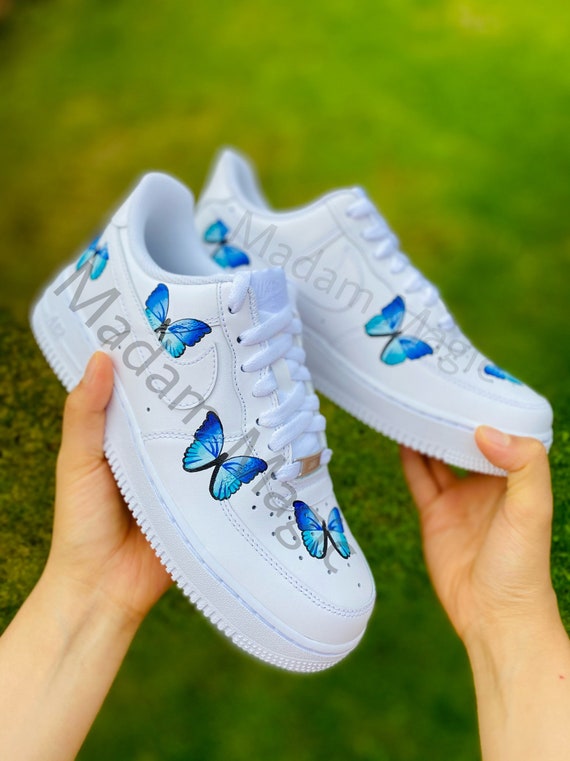 Buy Custom Nike Air Force 1 Low AF1 blue Butterflies Blue Drip Online in  India 