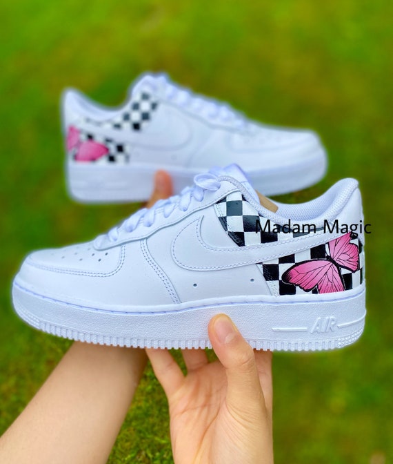 Custom Air Force 1 Butterfly Blue Black Drip Butterfly Af1 -  Norway