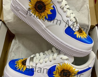 Pintado a mano Personalizado Nike Air Force 1 Flor de girasol | Etsy España
