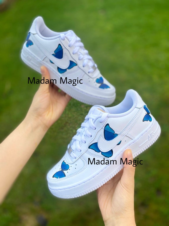 custom nike air force 1 blue butterfly