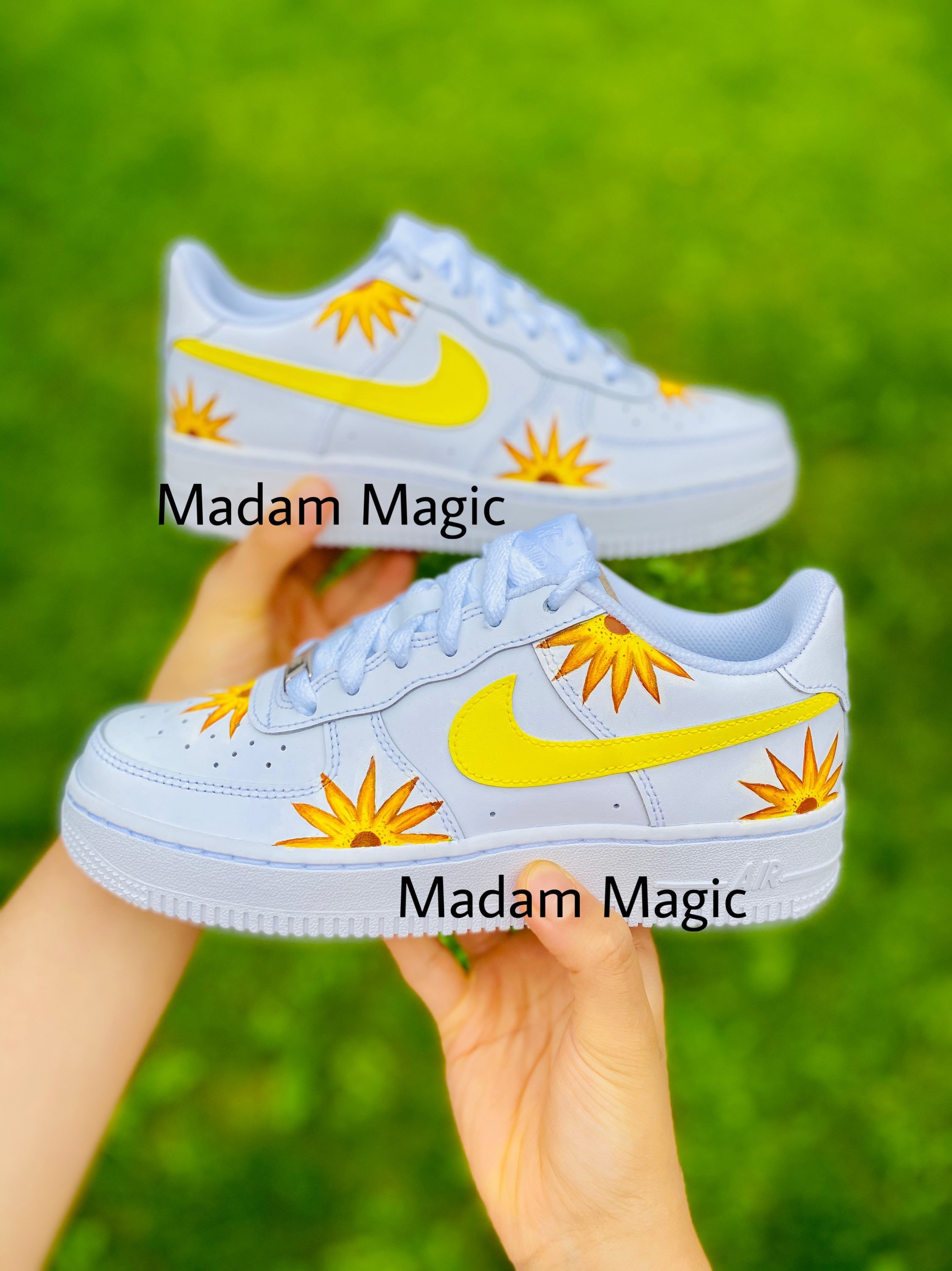 Hand Painted Custom Air Force 1 Low Yellow Pastel Sunflower 